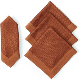 Resim Kiremit Geometrik Desenli 4lü Peçete Seti 