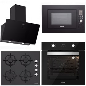 Resim Silverline BO6502B02 - CS5343B01 - 3457 Soho 60 Siyah Cam Ankastre Set 