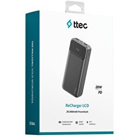 Resim Ttec ReCharger 2BB268S LCD 20.000mAh PD 20W Hızlı Taşınabilir Şarj Aleti 