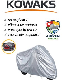 Resim KOWAKS Mondial 125 Fuzion Arka Çanta Uyumlu Motosiklet Brandası, Motor Brandası, Gri 