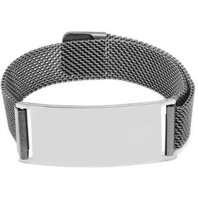 Resim Kişiye Özel İsim Yazılı Magnet Kapamalı Silver Renk Çelik Erkek Hasır Bileklik 