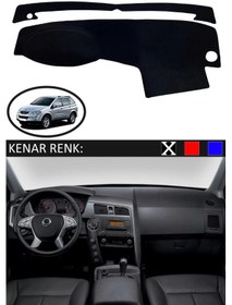 Resim Torpido Koruma Halısı Siyah Kenar Renk Siyah Ssangyoung Kyron İle Uyumlu 