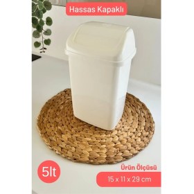 Resim Hassas Kapaklı Tezgah Üstü Çöp Kovası Mutfak Banyo Ofis Için Çöp Kovası Beyaz 