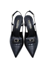 Resim Poletto Hakiki Deri Sıyah Ayakkabı Stiletto 9841 110-1182 Siyah 