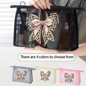 Resim Kadınlar için Leopar Çaplı Fiyonk Desenli File Makyaj İlk Đere - Açık Gri/Pembe 