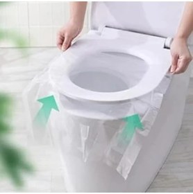 Resim Tek Kullanımlık Hijyenik Klozet Kapağı Örtüsü - 50 Adet, Seyahat Için Ideal 