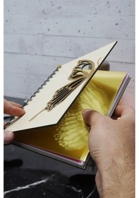 Resim Kelebek Desenli Ahşap Kapaklı Defter - Ajanda - Günlük - Çizgisiz Defter - A5 Notebook 