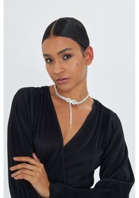 Resim Lesa Wear Gümüş Kaplama Su Yolu Taşlı Fiyonk Kolye Gümüş 