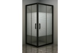 Resim Durul Duşakabin Kare Siyah Profil 5mm Çizgili H:190 cm 