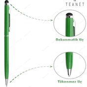 Resim TEKNETSTORE Dokunmatik Kalem Tüm Cihazlara Uyumlu Tablet Telefon Için Çizim & Yazı Kalemi 2 In 1 Tükenmez Uçlu 
