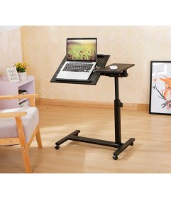 Resim Hodbehod Eğim Ve Yükseklik Ayarlı Tekerli Mouse Bölmeli Laptop Sehpası 