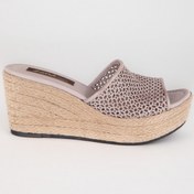 Resim Elile Shoes Hakiki Deri Büyük Küçük Numara Jüt Yüksek Topuk Kadın Terlik Darkstone 