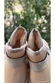 Resim ÖZDE shoes Kışlık içi kürklü suya dayanıklı paraşüt kumaş ultra rahat cırtlı tokalı çocuk botu 