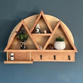 Resim Doğal Ahşap Anahtarlık Anahtar Askısı Modern Hol, Antre Raflı Anahtar Askılık 