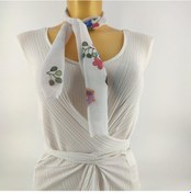 Resim PAREDORA Beyaz Nakış Desenli Kısa Fular 