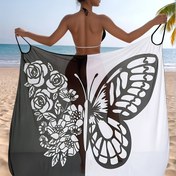 Resim Yaz Plajı Kelebek ve Çiçek Desenli Kimono 