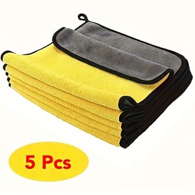 Resim 5 adet Çift Taraflı Mercan Kadife Araba Yıkama Havlusu - Ultra-Yumuşak, Tekrar Kullanılabilir Temizlik Bezleri Arabalar, Ev ve Mutfak, 2'si 1 Arada Mikrofiber Tasarımı, Elde Yıkanabilir, Ev Temizliği Gereklilikleri | Çizilmeye Karşı | Peluş Kumaş 