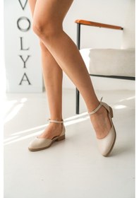 Resim Tena Bej Bilekten Bantlı Günlük Kullanım Babet Bej 