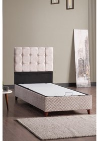 Resim Evdemo Bengü Tek Kişilik Baza Başlık Set Krem 90 190 