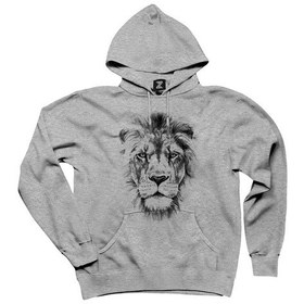 Resim Lion Face Gri Kapşonlu Sweat Gri 