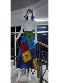 Resim Hint Etnik Kadın Patchwork Desenli Anvelop Etek 95 Cm Karışık Renkli Çok Renkli 