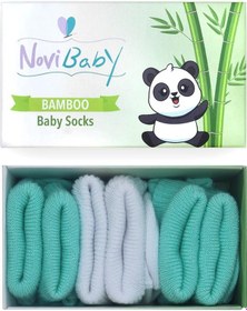 Resim Novibaby 3'lü Bambu Yenidoğan Bebek Çorabı I Minty I 0-6 ay "Karışık Renkli" 