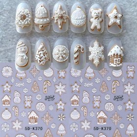 Resim 1 Adet Kendinden Yapışkanlı Beyaz & Altın Renkli Noel Tırnak Çıkartmaları - Zencefilli Adam, Kar Adamı, Kar Tanesi, Şeker Kamışı, İgloo, Holly, Yıldız ve Ağaç 3D Desenler DIY Salon Manikür/ Pedikür Tatil Partisi Dekorasyonu için, Tırnak Sanatı Çıkartmaları, Çiviler, Sonbahar Tırnak Stickerları, Noel Tırnak Sanatı Çıkartmaları, Tırnak Sanatı İçin Tırnak Stickerları, Tırnak Sarma, Noel Tırnak Sarma Kağıtları, Tırnak Teknisyeni Malzemeleri, Noel Tırnak Süsleri, 