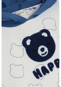 Resim Breeze Erkek Çocuk Sweatshirt Mutlu Ayıcık Nakışlı Kapüşonlu 1.5-5 Yaş, Ekru-ekru Ekru 