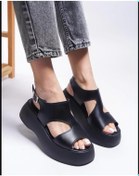 Resim Kadın Yüksek Tabanlı Kemer Tokalı Sandalet-siyah-196 Siyah 