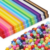 Resim 540 / 2060 Sayfa Origami Kağıdı - 27 Renkli Çeşitlilik, Kendin Yap El Sanatları için Çift Taraflı Yıldızlı Kağıt Şeritler 