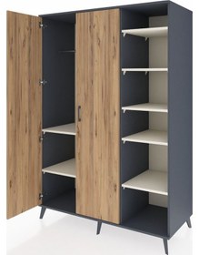 Resim Kronos Dolap 7 Raflı 2 Kapaklı Tek Askılı 132x59x195 Antrasit-çam/aytaşı Atlas Çam/aytası 