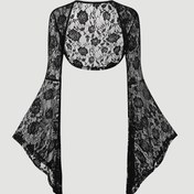 Resim 1 adet Kadınlar için Çiçekli Şeffaf Mesh Crop Üst, Seksi Polyester Örgü Kumaş, Yaz Kısa Uzunluk, Esnek Olmayan Kemer Tasarımı 