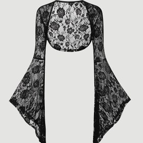 Resim 1 adet Kadınlar için Çiçekli Şeffaf Mesh Crop Üst, Seksi Polyester Örgü Kumaş, Yaz Kısa Uzunluk, Esnek Olmayan Kemer Tasarımı 