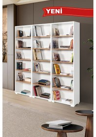 Resim 8321 Evm Kitaplık , Kapaksız , 18 Bölmeli , 15 Raflı , Beyaz - Söğüt , Ofis , Çalışma Odası , Salon Diğer 