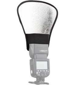 Resim Hangfox Flaş Reflektörü, Beyaz Ve Gümüş Yüzlü, Esnek Kayışlı Sabitleme, 19x20.5cm, Fotoğraf Işık Yönlendirici 