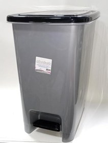 Resim 40 Litre Büyük Boy Pedallı Çöp Kovası Metalik Gri 43x32 h:53cm ArkaPlan Kırılmaz Çelik Tel Mekanizma 