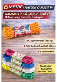 Resim 6 Metre Naylon Çamaşır İpi Dayanıklı Örgü Çamaşır Askı İpi Balkon Bahçe Çamaşır İpi 1 Adet Beyaz - Siyah 