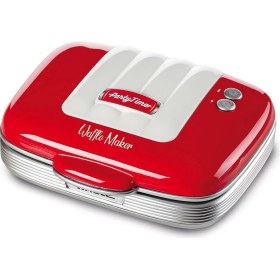 Resim Ariete Party Time Waffle Makinesi 700 W Güç İkili Kare Yüzey Kırmızı Renkli Tasarım 