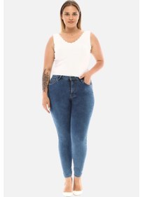 Resim Slim Fit Jean Büyük Beden Yüksek Bel Dar Kesim Esnek Kot Pantolon C597 001 