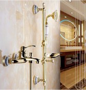 Resim Banyo Altın Dore Duş Seti Özel Taşlı 