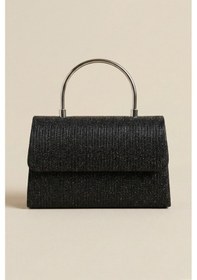 Resim Vellabags Kadın Siyah Işıltılı Abiye Çanta Metal Saplı Şık Gece & Davet Çantası Siyah - Antrasit 