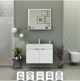 Resim BIANI Fix Arya 85 cm Banyo Dolabı Renk Mat Beyaz 