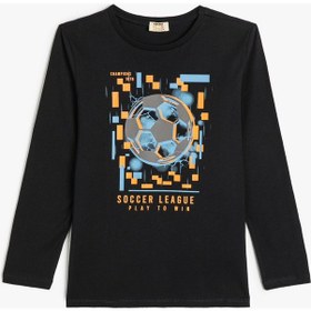 Resim Koton Tişört Spor Temalı Uzun Kollu Bisiklet Yaka Lacivert 5wkb10118tk Lacivert 