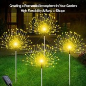 Resim FAÇOI 4 Adet 320 LED Güneş Enerjili Havai Fişi Işıkları, 320/240 LED, Akıllı Anahtarlı, 8 Aydınlatma Modu Bahçe Yolu Çim Süsleme Lambası, Alışveriş Merkezi Bahçe Patika Noel Dekorasyonu, IP65, Sıcak Beyaz/Renkli 