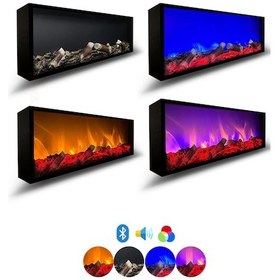 Resim Arif Şömine Dekoratif Elektrikli Yapay Şömine - 125x35x15 Cm - Farklı Renk Modları, Kumandalı, Bluetooth 