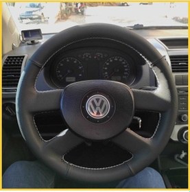 Resim Volkswagen Polo Mk3 2004-2007 Uyumlu Araca Özel Deri Direksiyon Kılıfı 