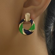 Resim 1 Çift Moda Modern Pastoral Enamel Spiral Rüzgar Değirmeni Desenli Demir Alaşımlı Küpe, Demir Posta Sahip, Seksi ve Köy Tarzı, Günlük Giyim ve Tatil için Çok Yönlü, Tüm Mevsimler için Şık 