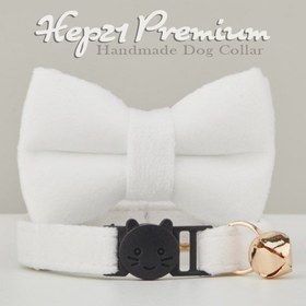 Resim Cat collar Named Bell Cat Collar 481130 - White Collar + Bow Tie / L 20-32cm 