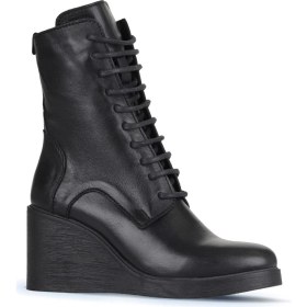 Resim Bueno Shoes Siyah Deri Kadın Dolgu Topuklu Bot 01WZ8303 01WZ8303 