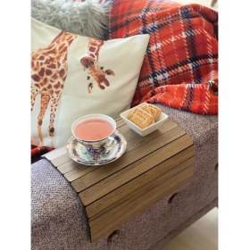 Resim Yaman Hediyelik Ahşap Koltuk Tepsisi, Yan Sehpa, Koltuk Kenarı, Katlanabilir Portatif Amerikan Servisi Ys-3 